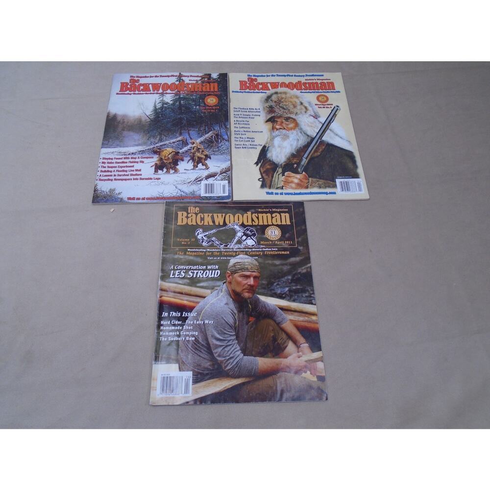 Lot of 3 Backwoodsman Magizine 2016 Jan/Feb Mar/Apr 2011 Mar/Apr Survival